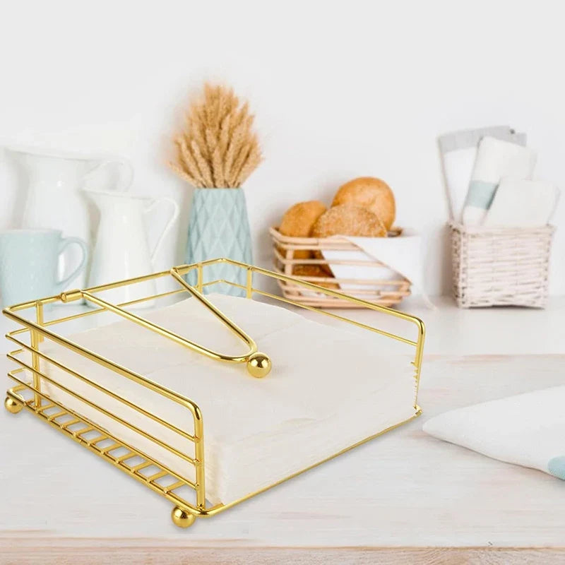 Rustic Metal Napkin Holder Square Paper Organizer Kitchen Home
