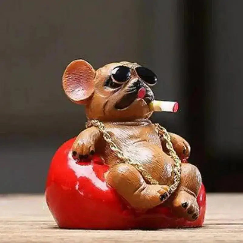 Bulldog Car Dashboard Figurine – Resin Dog Ornament Decor