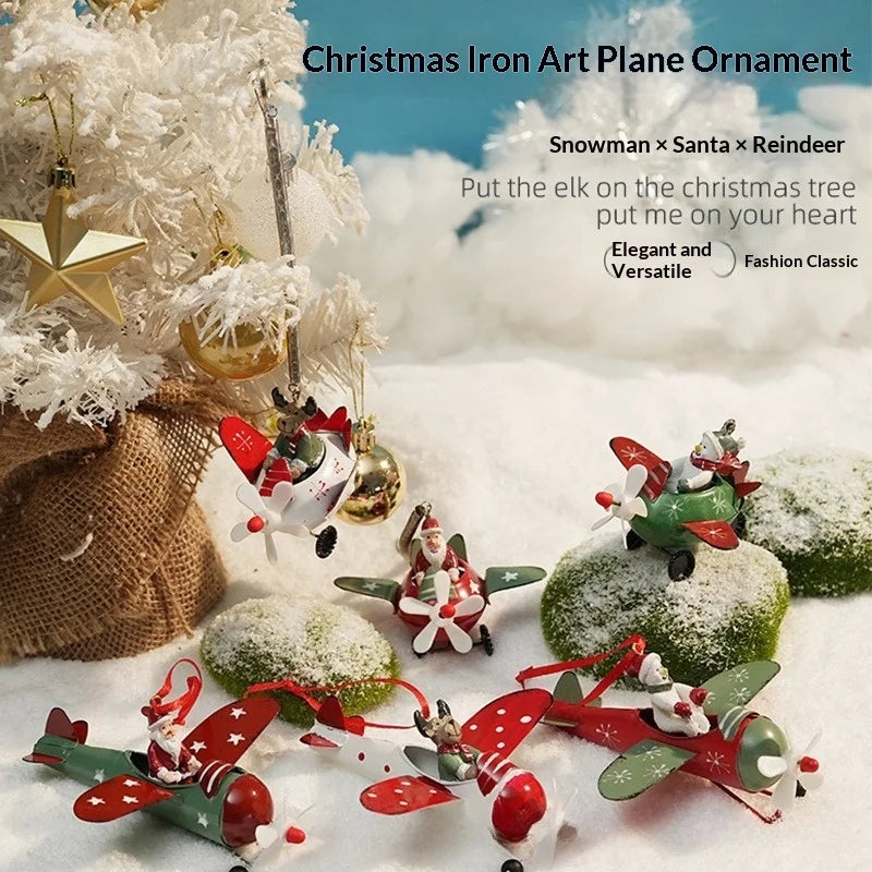 Christmas Ironwork Airplane Pendants Home Iron Handicrafts Snowmen