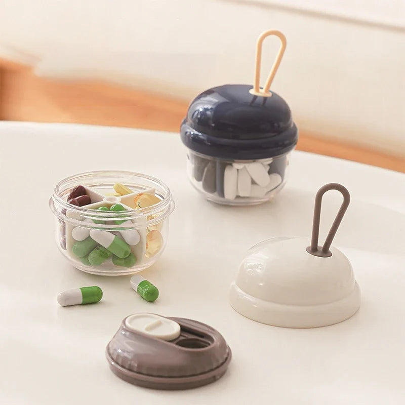 4-Grid Rotating Pill Organizer | Portable Weekly Pill Case