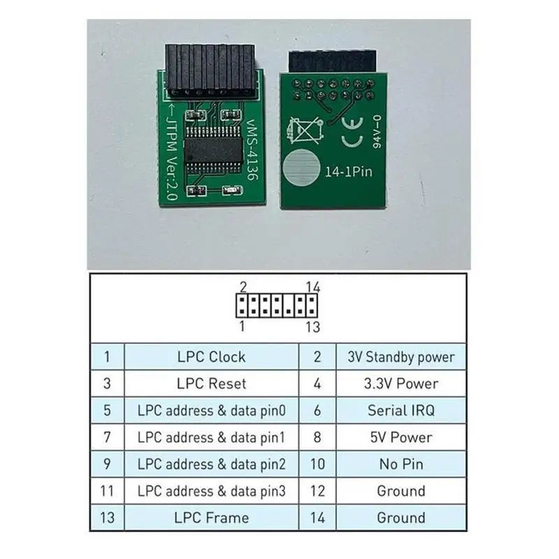 TPM 2.0 Security Module – 12/14/18/20-Pin Multi-Brand Motherboard
