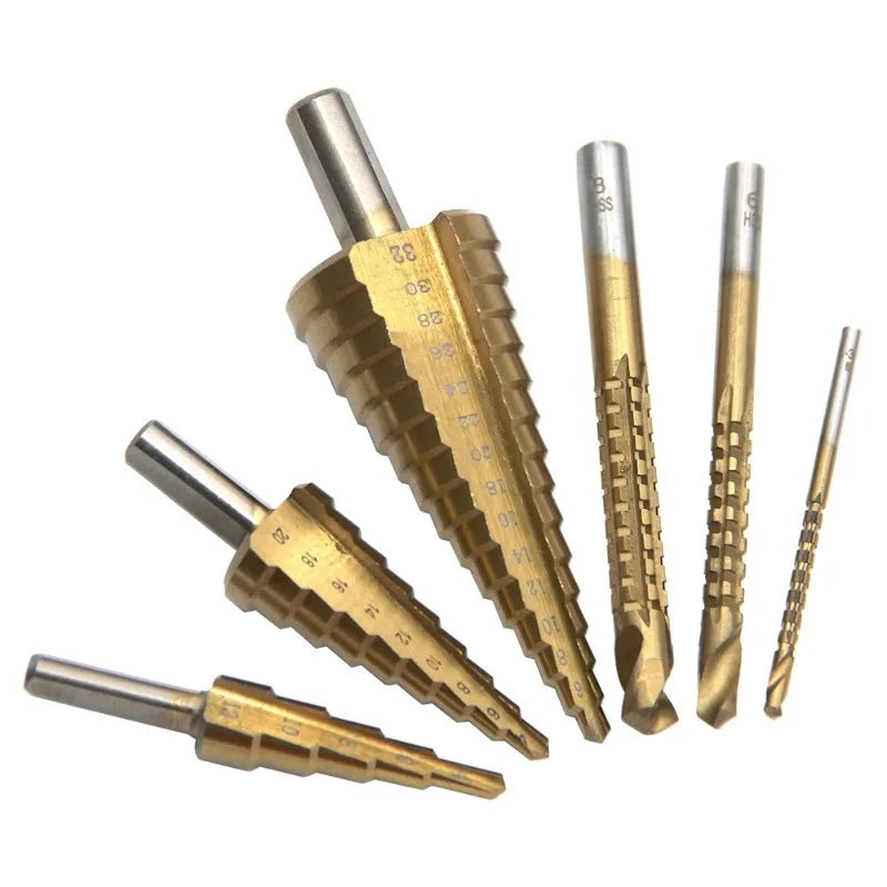 6-Piece Step Drill Bit Set – 4-12 to 4-32mm Wood Hole Saw Kit