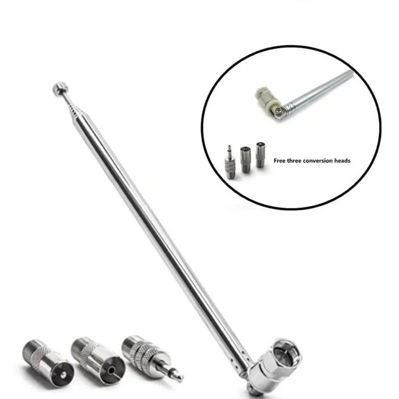 Telescopic FM DAB Radio Antenna – F-Male + 3 Adapters, 75cm
