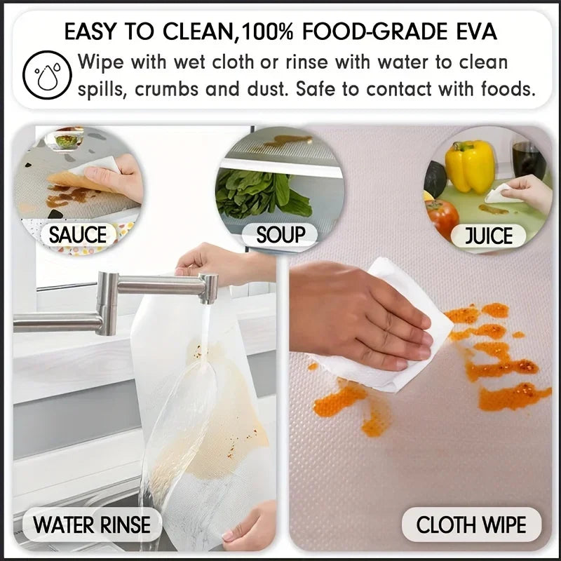 4-Pack EVA Waterproof Fridge Liner Mats – Washable Shelf Pads
