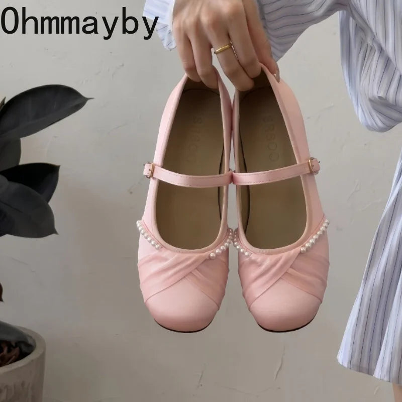 Satin Mary Jane Flats – Women's Elegant Party Dress Shoes