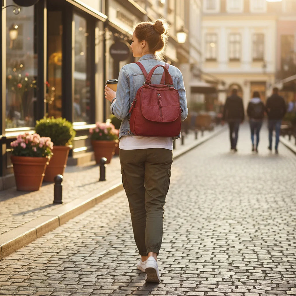 Women's Retro PU Leather Multiway Backpack | School & Travel