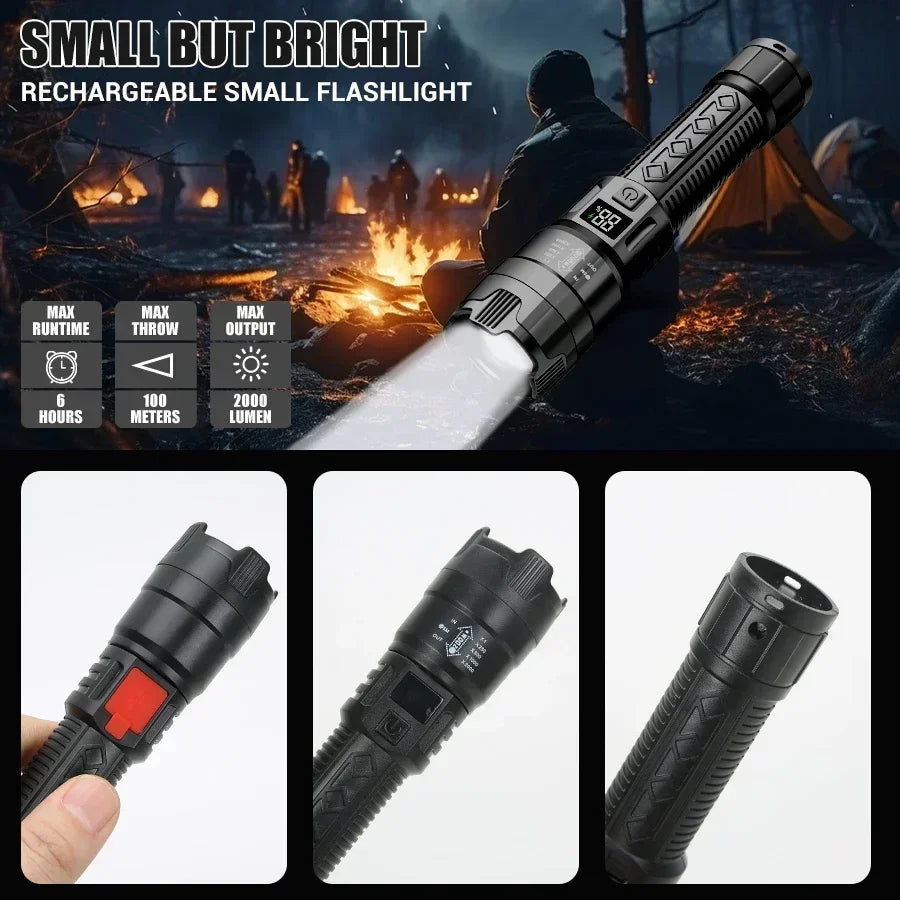 Ultra Bright 1500LM LED Flashlight | Type-C Zoom Torch