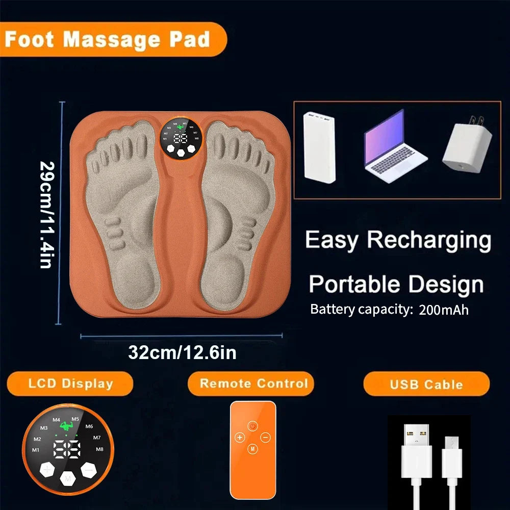 3D EMS Foot Massager Pad | 8 Modes 29 Levels RF Remote