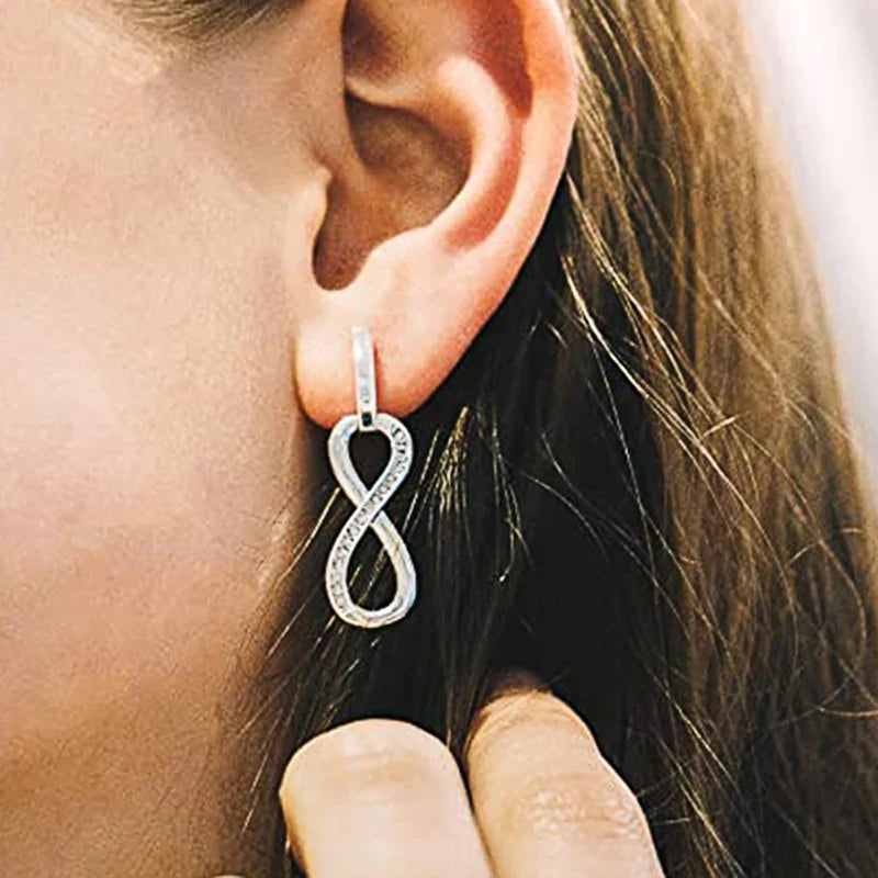 Huitan CZ Drop Earrings – Silver Geometric Women's Fashion