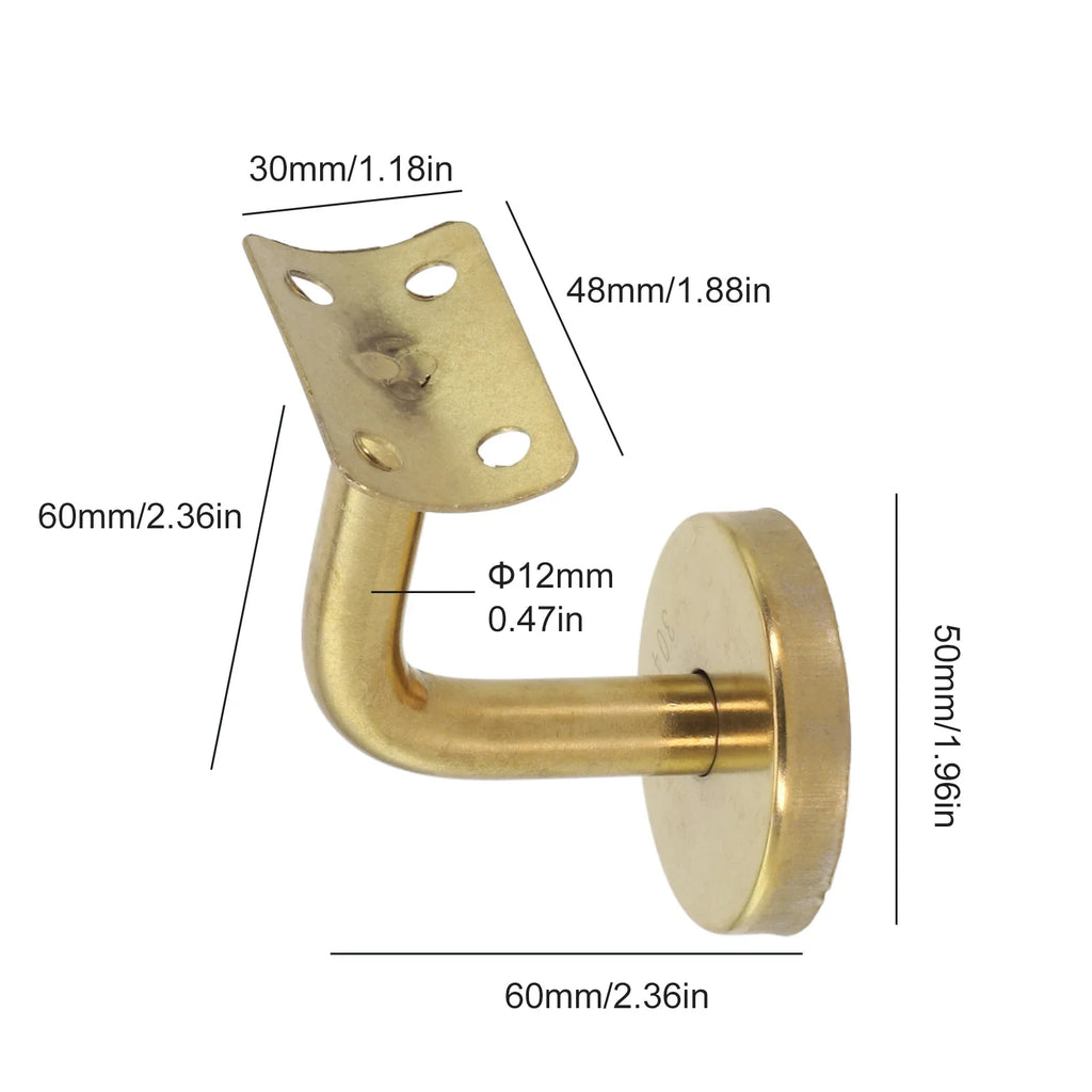 Gold Stair Handrail Bracket | Wall-Mounted Balustrade Support