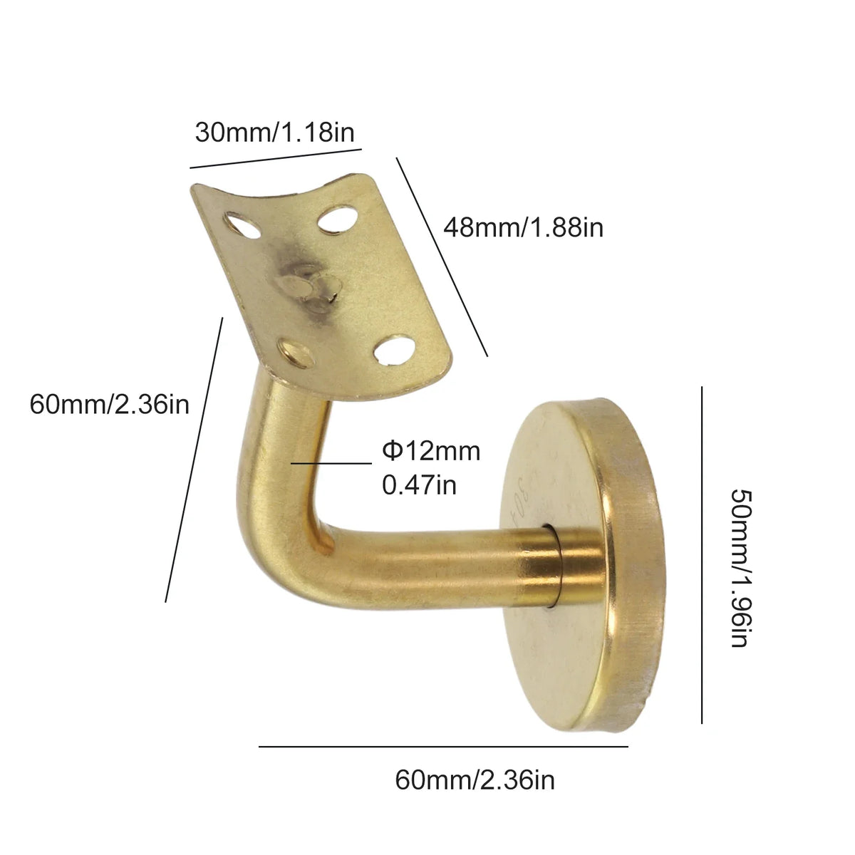 Gold Stair Handrail Bracket | Wall-Mounted Balustrade Support