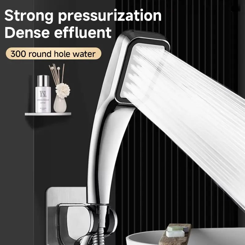 300-Hole Square Handheld Shower Head | High Pressure Water Saving