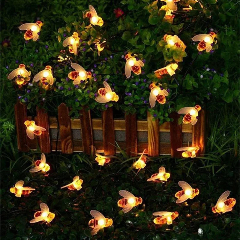 Solar Bee String Lights Outdoor Waterproof LED Garden Decor