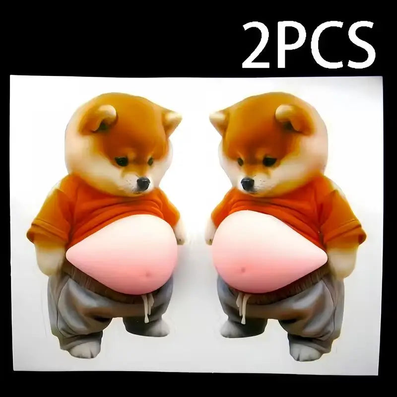 2-Pack 3D Shiba Inu Stickers – Self-Adhesive Dog Decals