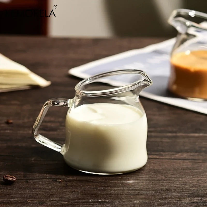 Mini Glass Milk Pitcher Slanted Spout – Heat Resistant | KEMORELA