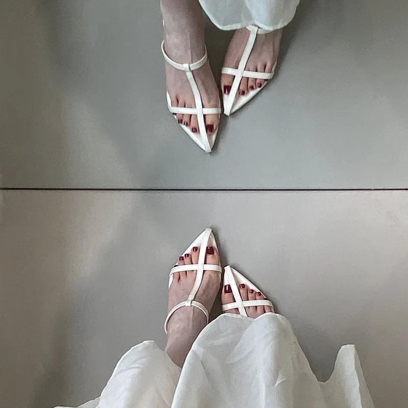 Women's Wedge Sandals – Pointed Toe High Heel Slip-On Shoes