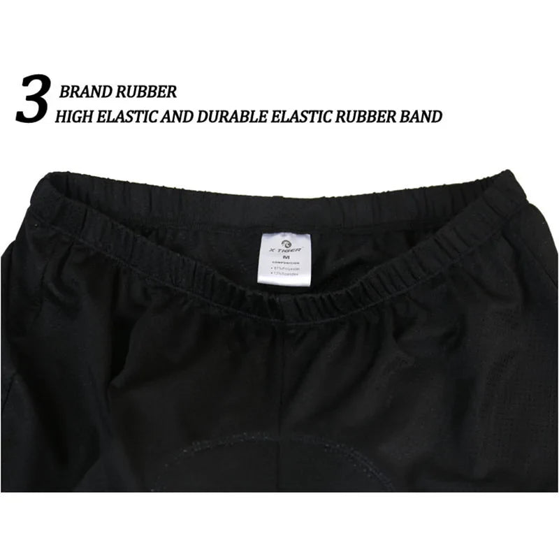 X-Tiger Men's 5D Gel Pad Cycling Shorts – Breathable, Quick Dry
