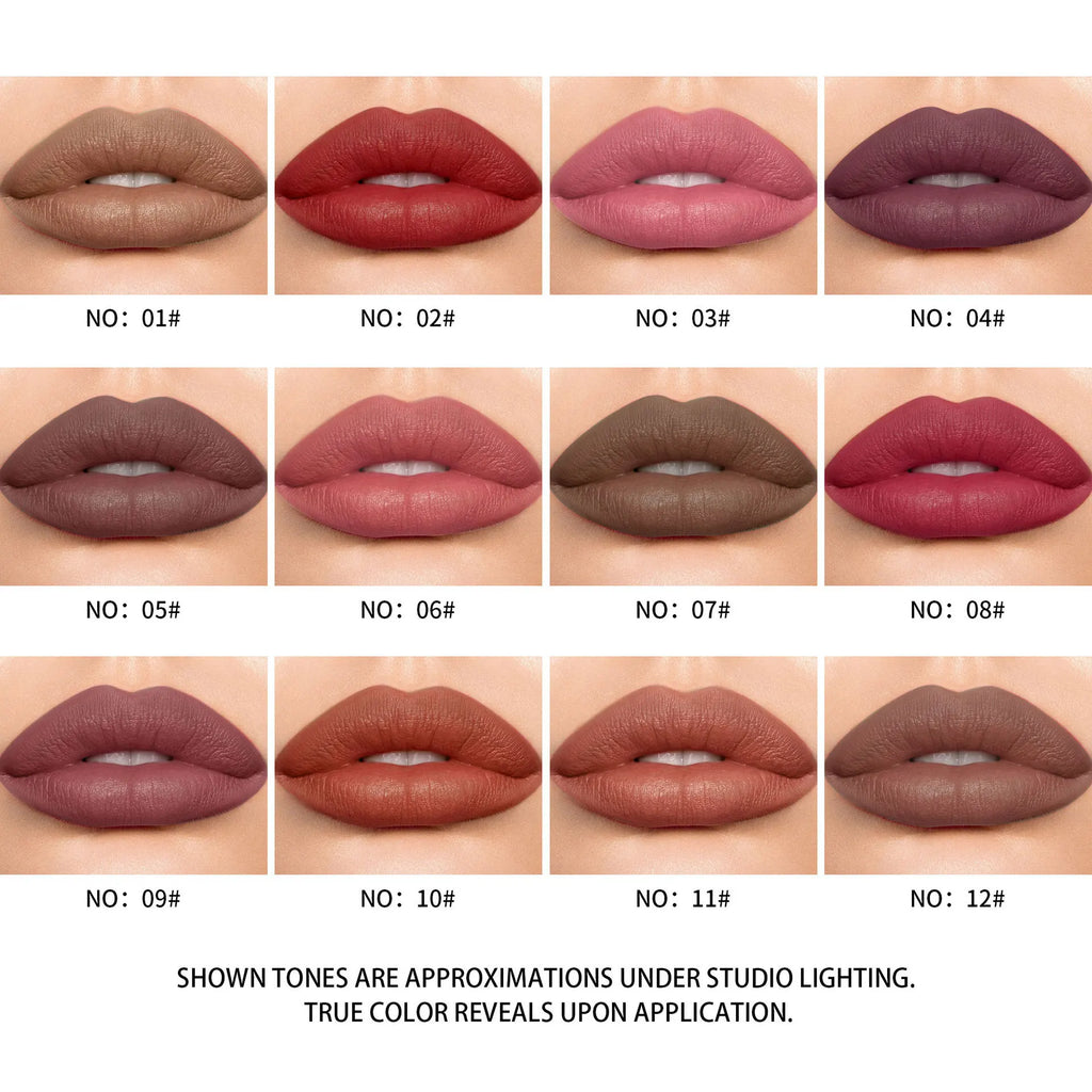 12-Piece Matte Lip Liner Set – Long-Lasting All Skin Tones