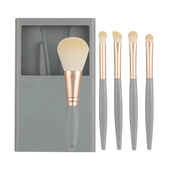 5-Piece Foldable Travel Makeup Brush Set with Mirror