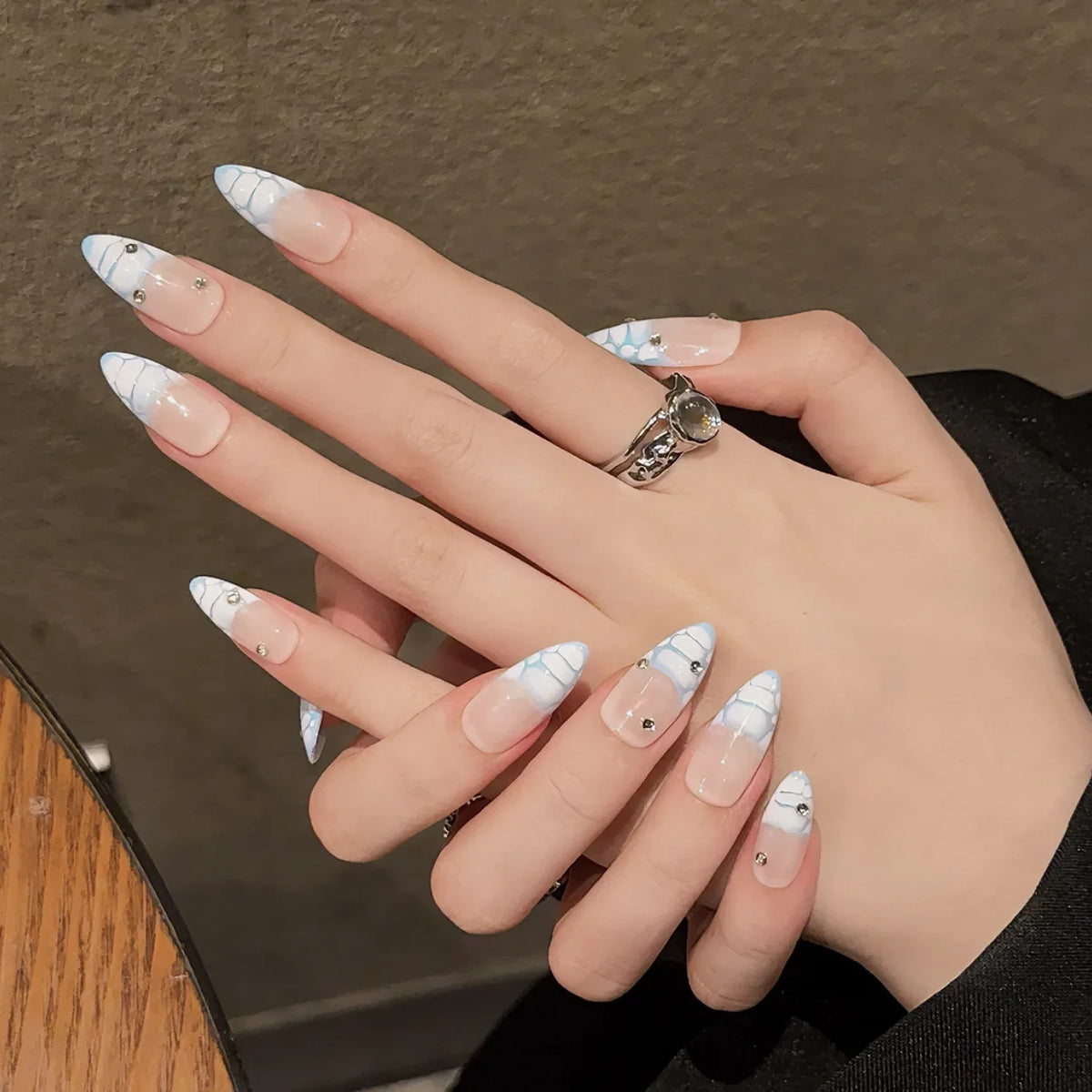 Crocodile Pattern Press-On Nails | Short Almond Fake Nails Y2K