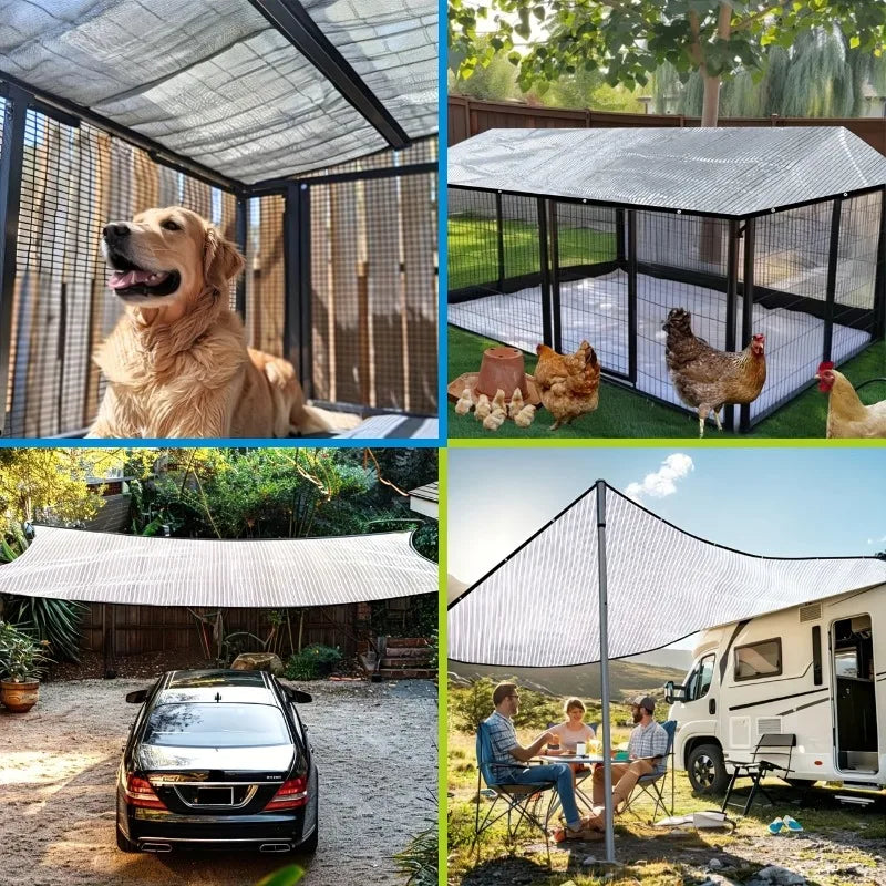 Aluminum Foil Sun Shade Net – UV Protection & Reinforced Grommets