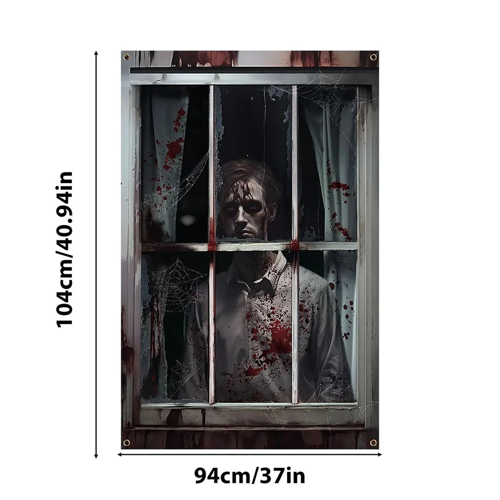 Halloween Window Silhouette Poster | Spooky Window Decoration