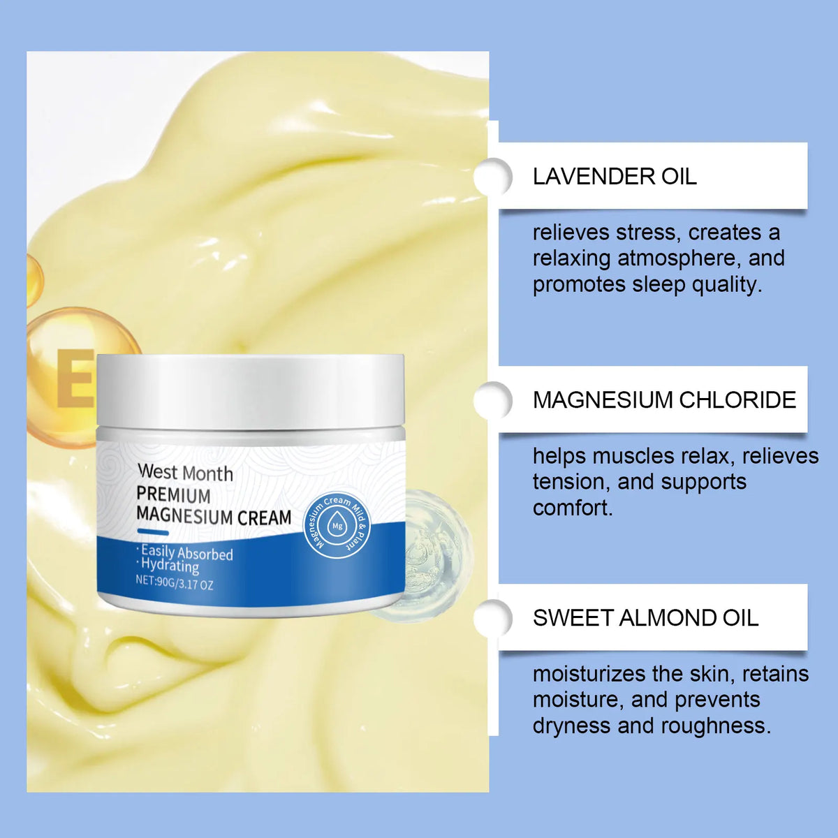 Magnesium Body Cream – Lavender Sleep Lotion 3.17 oz
