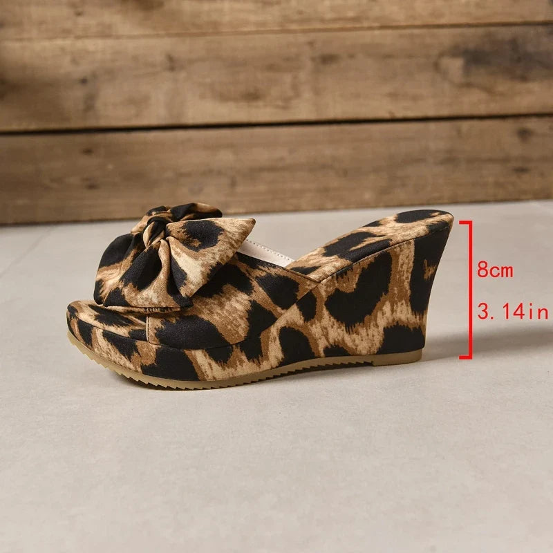 Women's Flower Wedge Platform Sandals – Leopard Chunky Sole