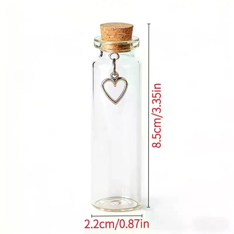 Pet Fur Keepsake Glass Bottle with Cork Stopper & Heart Charm