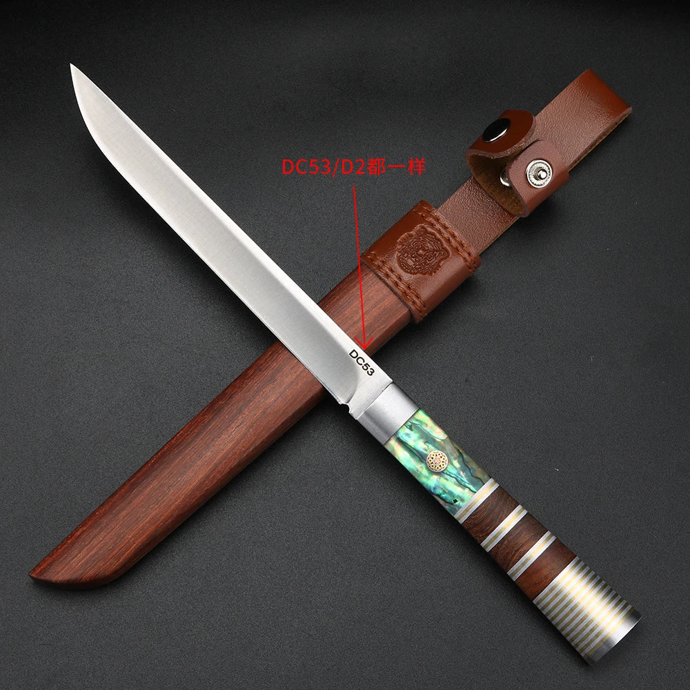 XUAN FENG Damascus Steel Fruit Knife with Wood Handle & Sheath