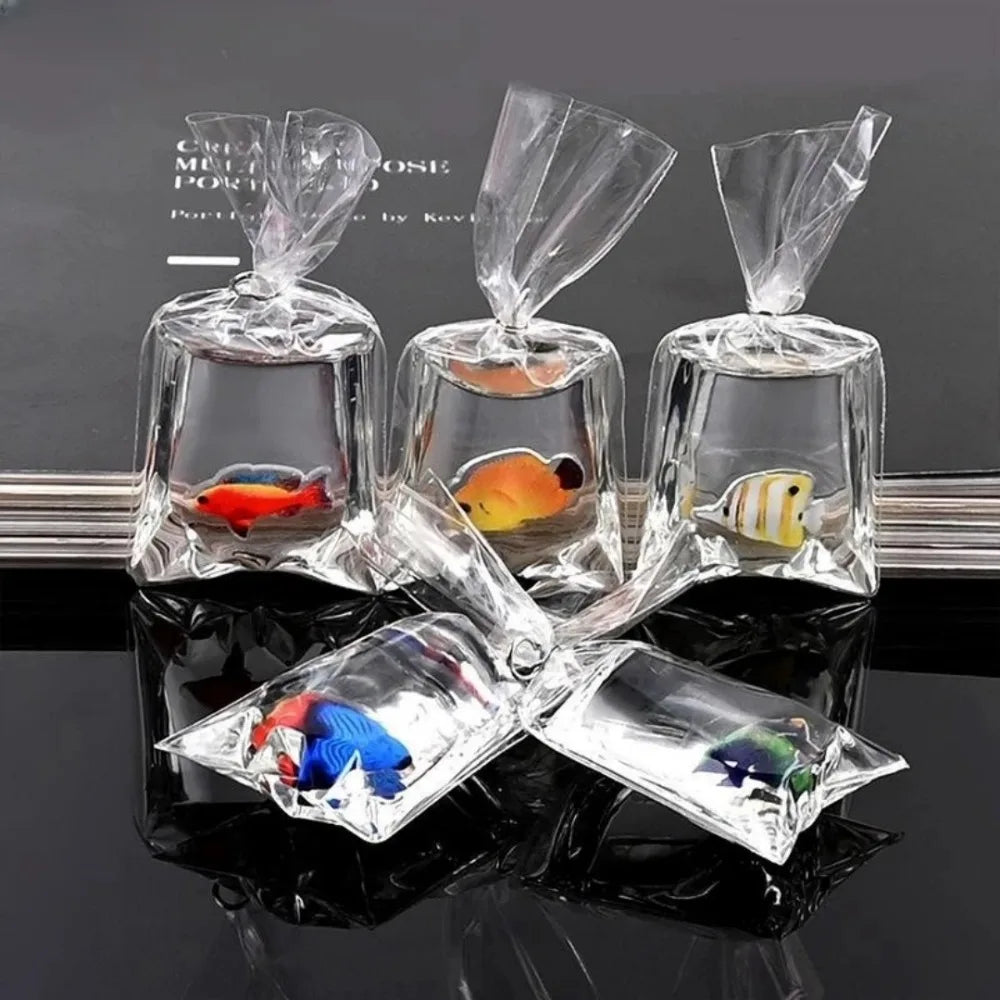 5-Pack Resin Goldfish Water Bag Charms for DIY Jewelry & Keychains