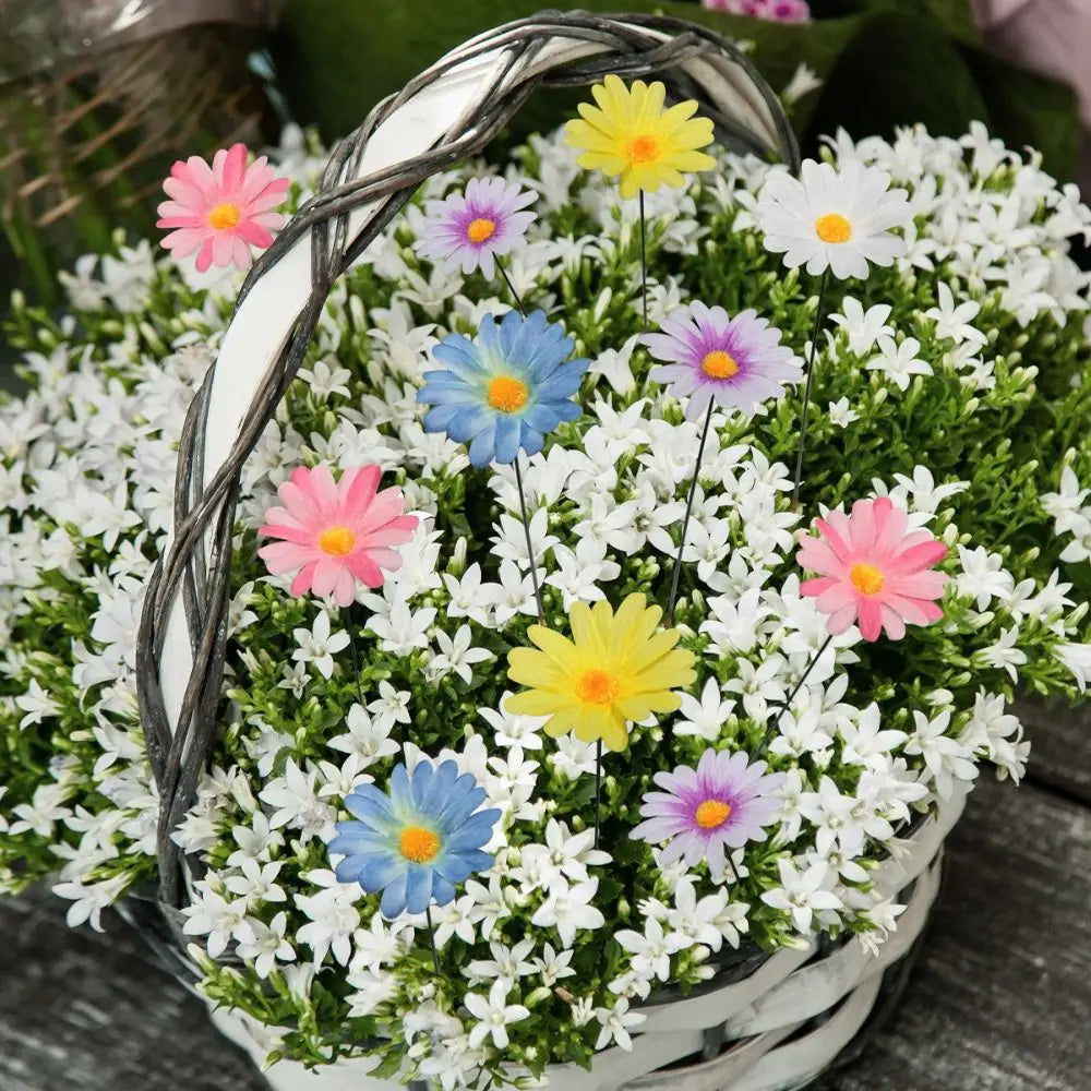 10pcs Colorful Metal Flower Garden Stakes | Decorative Ground Plugs