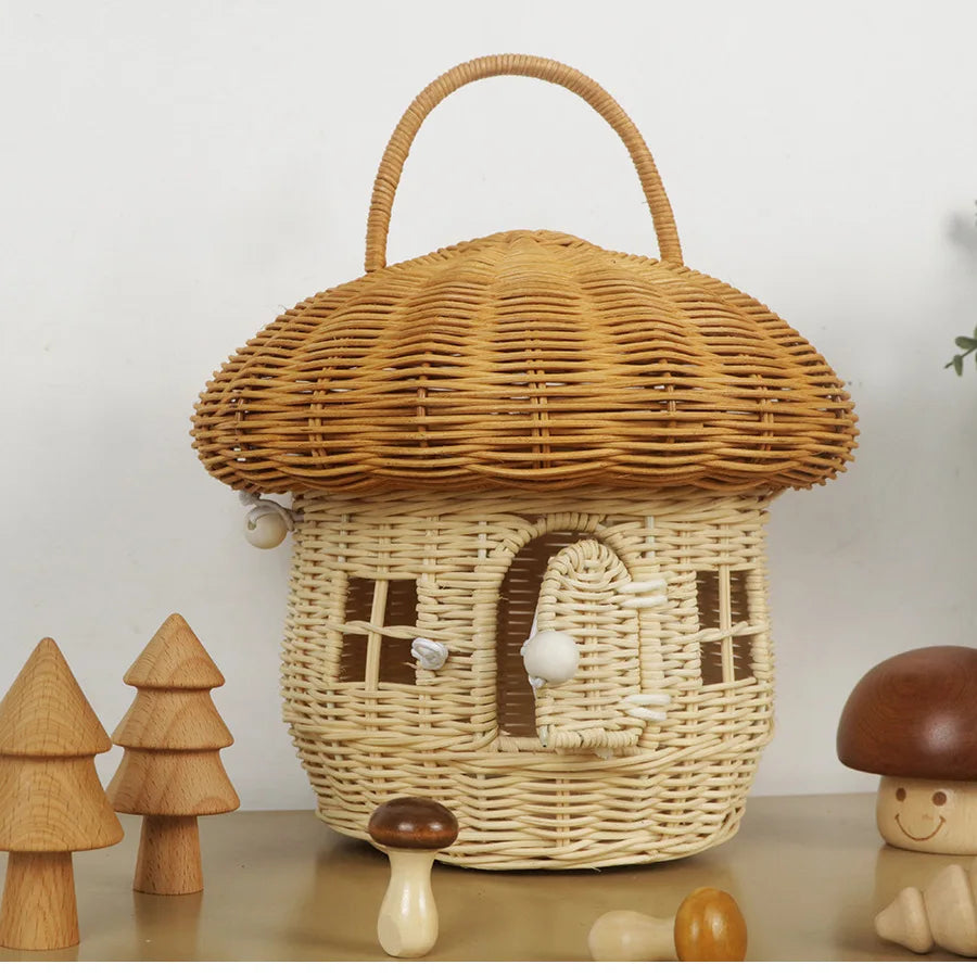 Acorn Handbag Handmade Rattan Mushroom Storage Box Children's Toy