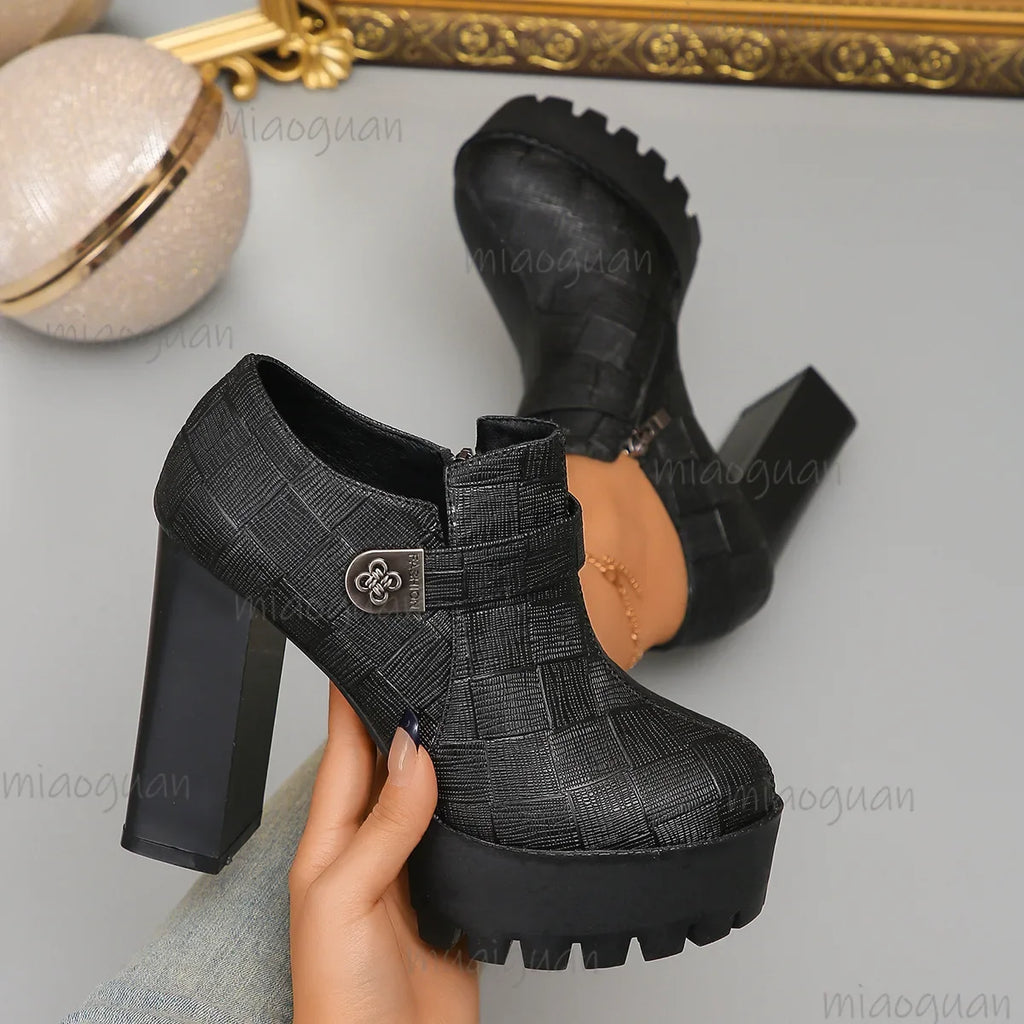 Women's Platform Pumps – Square Toe Thick High Heel Shoes