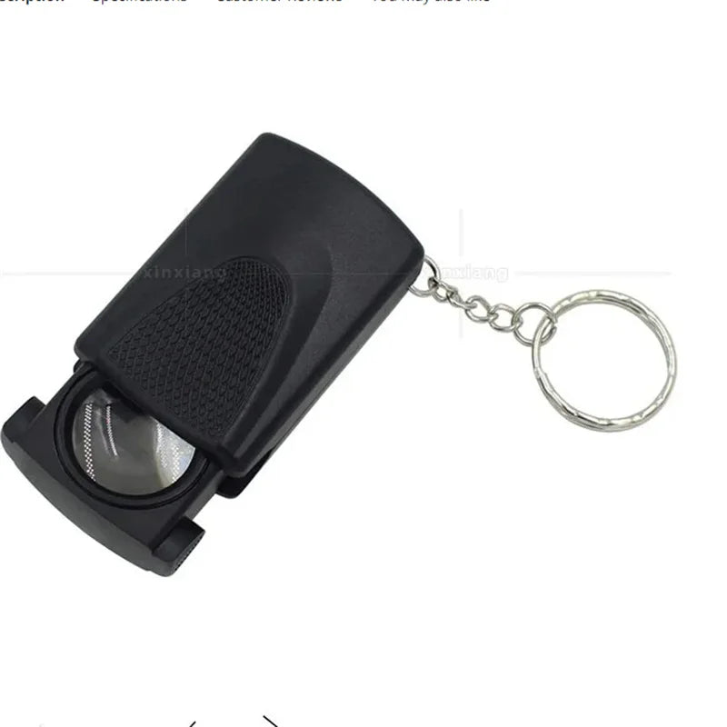 45X LED Foldable Magnifying Glass with Keychain Loupe