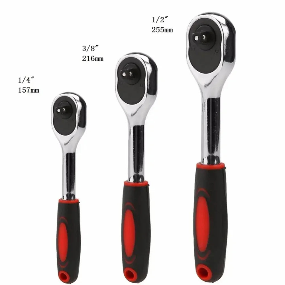 1/4 3/8 1/2" Drive Ratchet Wrench | 24-Tooth Cr-V Steel Tool