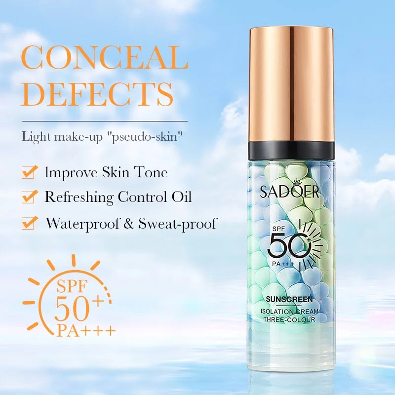 SADOER 3-Color Makeup Primer SPF 50 PA+++ | Brighten & Hydrate