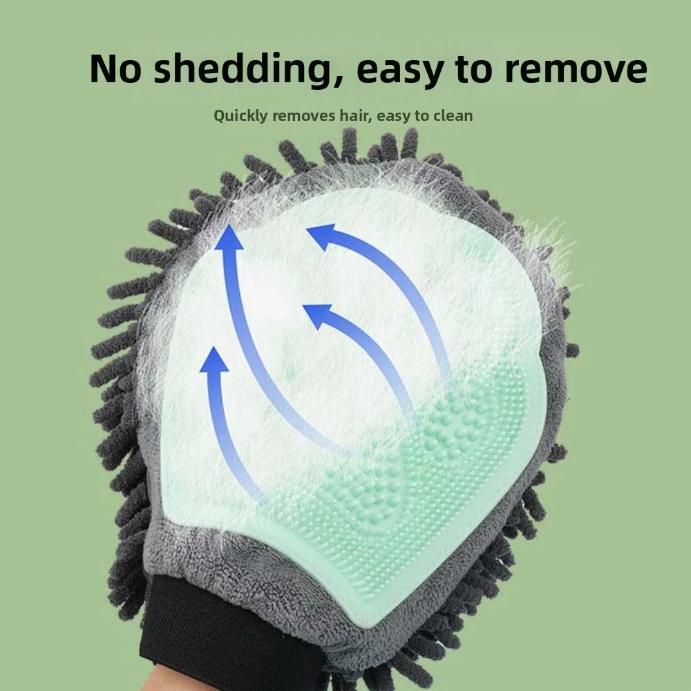Double-Sided Pet Bath Massage Deshedding Glove for Dogs & Cats