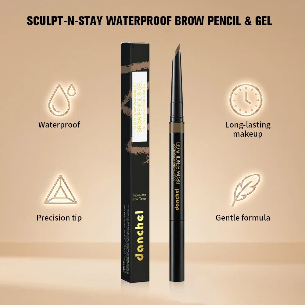 2-in-1 Waterproof Eyebrow Pencil & Gel – Smudge-Proof, Long-Lasting