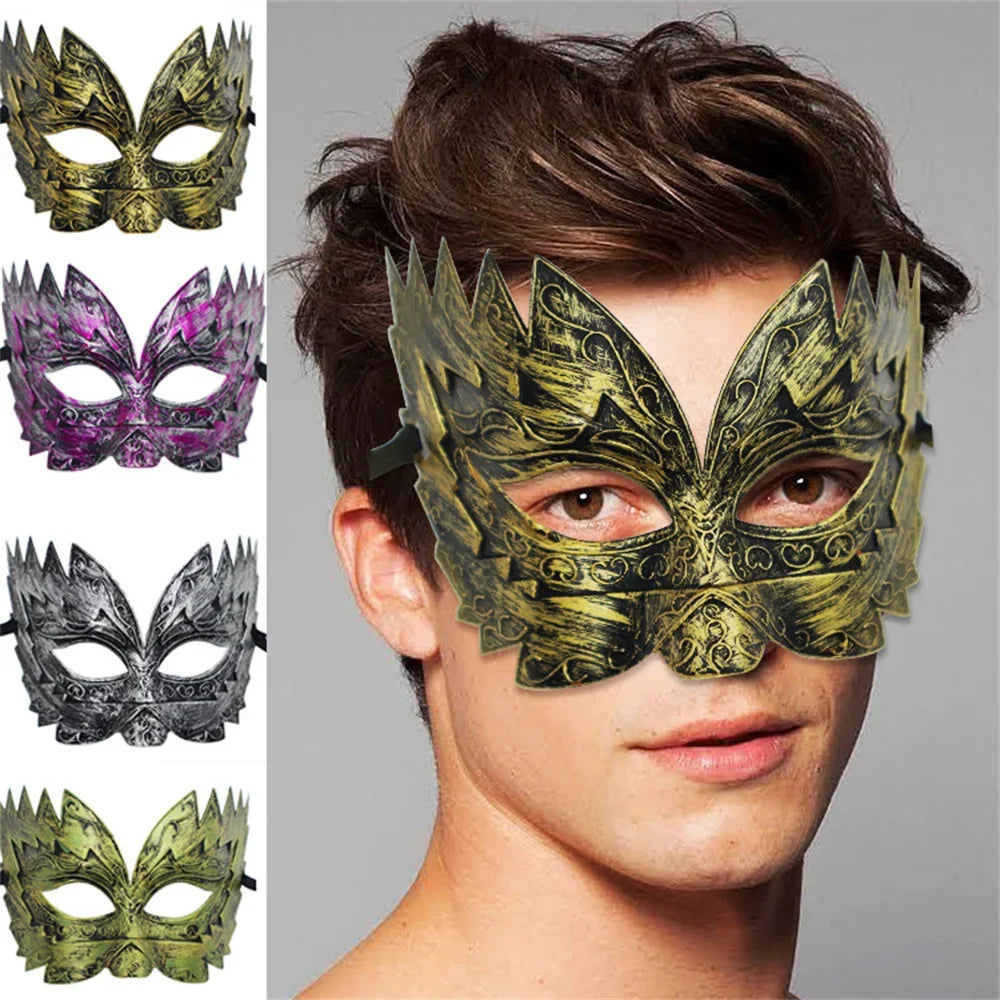 Men Gold Roman Soldier Mask Vintage Masquerade Venetian Mardi Gras