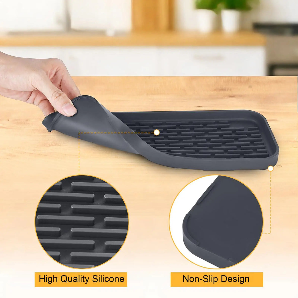 Silicone Drip Tray Non-Slip Waterproof Grid Mat | Bar & Kitchen