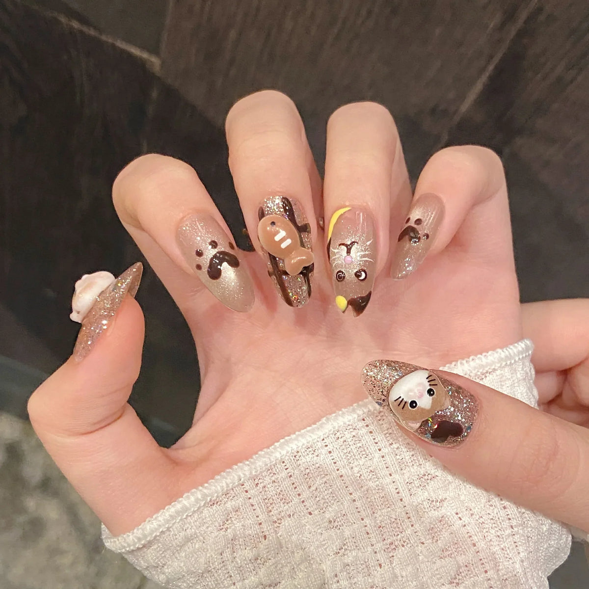 Handmade Cat Eye Press On Nails | Korean Fish Design 10pcs