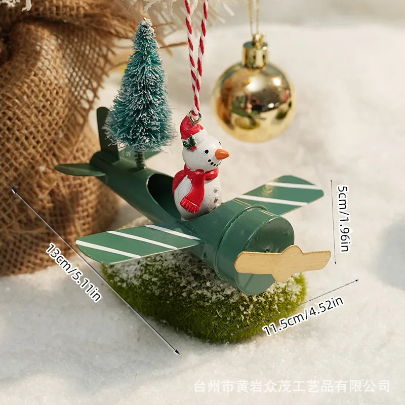 Christmas Ironwork Airplane Pendants Home Iron Handicrafts Snowmen