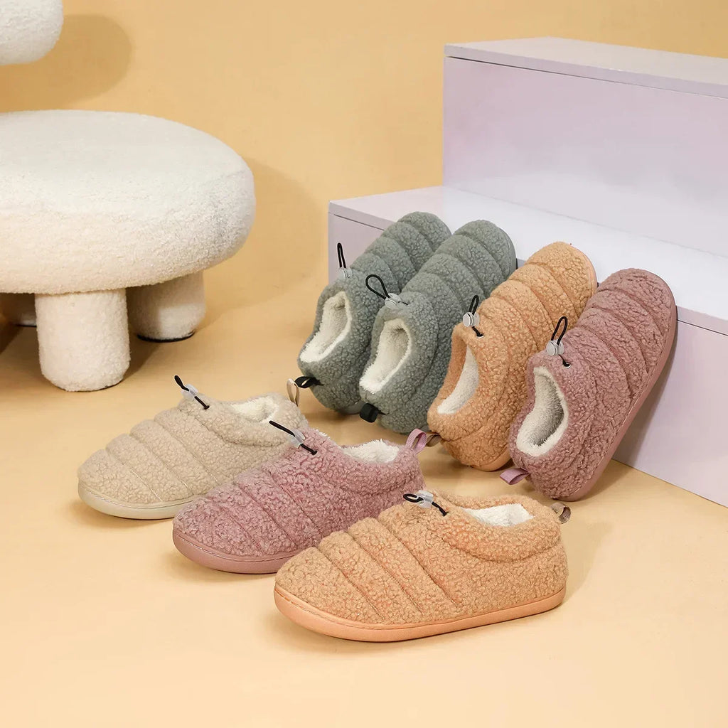 Women's Plush Fluffy Slip-On Shoes – Warm Anti-Slip Indoor Flats
