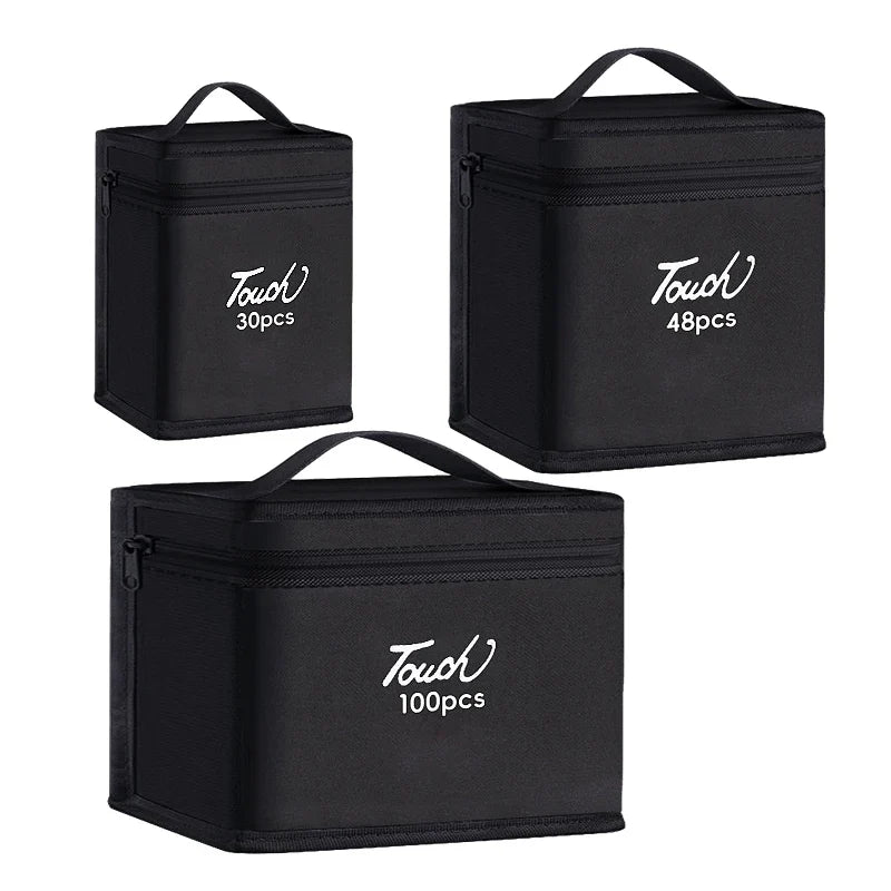 Markers Pen Black Storage Bag Massive Large Capacity Zipper Canvas