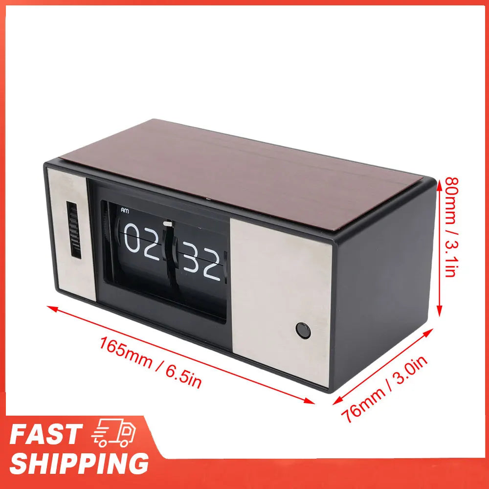 Retro Digital Mechanical Flip Down Clock Auto Desk LED Light Battery