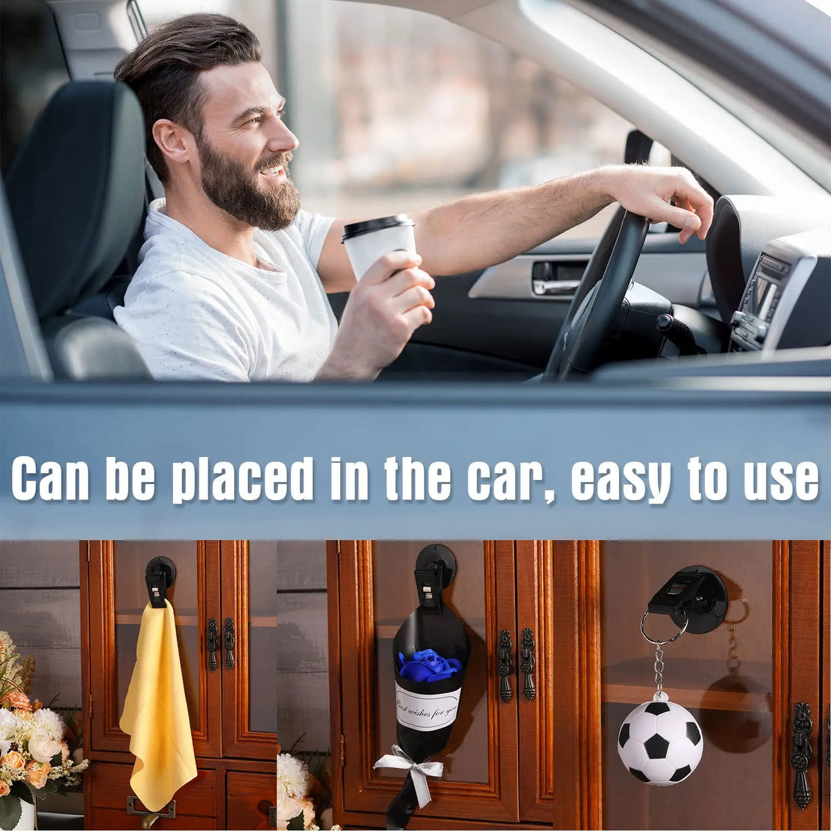 Car Window Suction Cup Clip Holder – 2pcs Multipurpose Mount