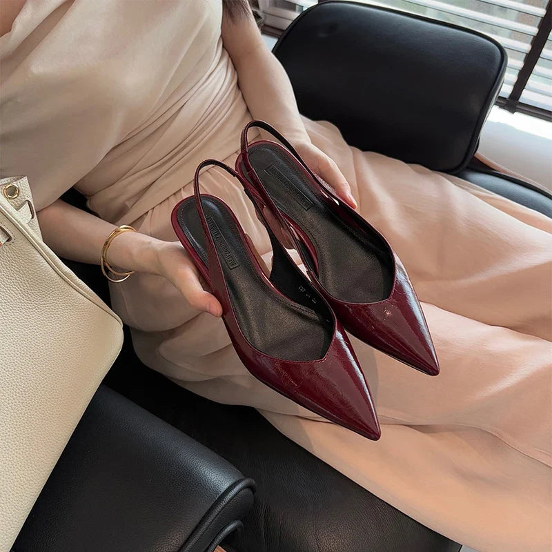 Women's Low Wedge Slip-On Sandals – Elegant Office Mules