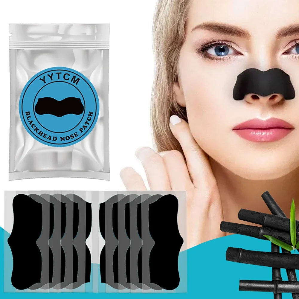 Bamboo Charcoal Nose Pore Strips – Deep Cleansing Blackhead Remover