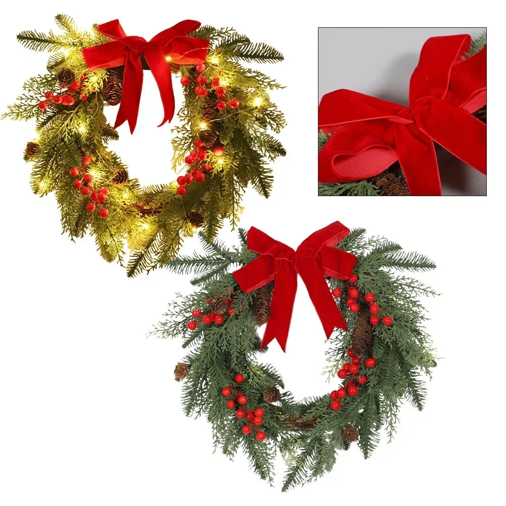 Christmas Berry Wreath with Large Red Bow | Front Door Decor
